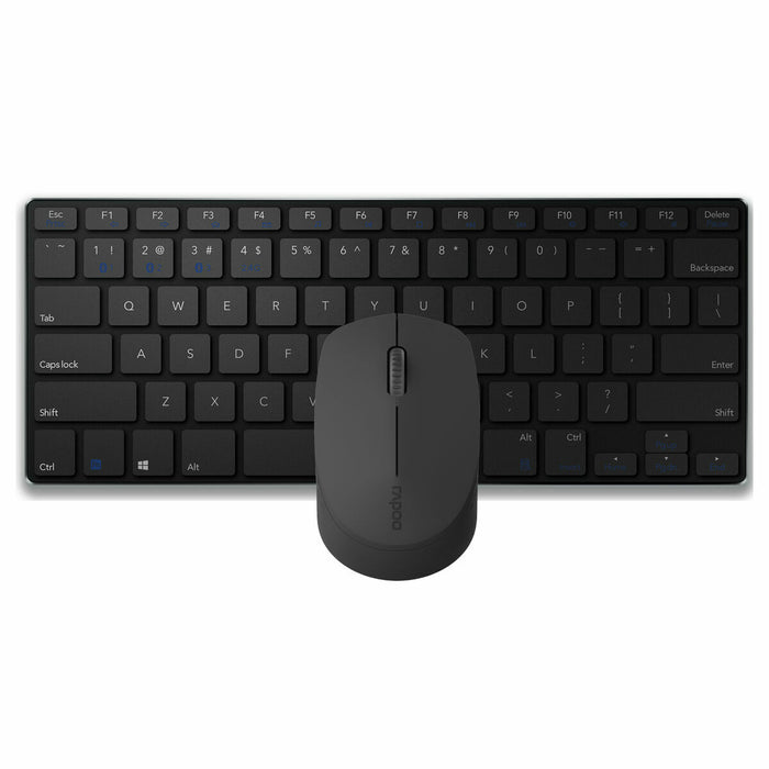 Tastatură și Mouse Fără Fir Rapoo 00192077 Negru Negru/Argintiu