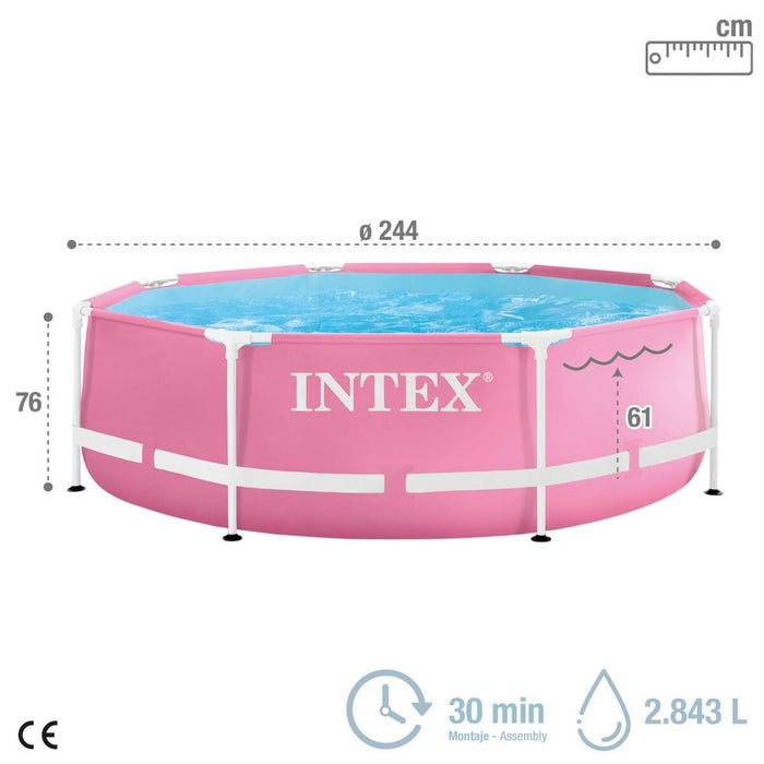 Piscină Detașabilă Intex Metal Frame 28290NP Roz 244 x 74 x 244 cm