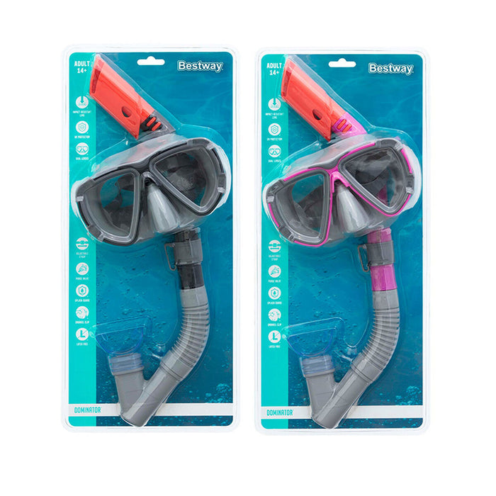 Ochelari de Scufundare cu Tub pentru Copii Bestway Negru Roz Adult