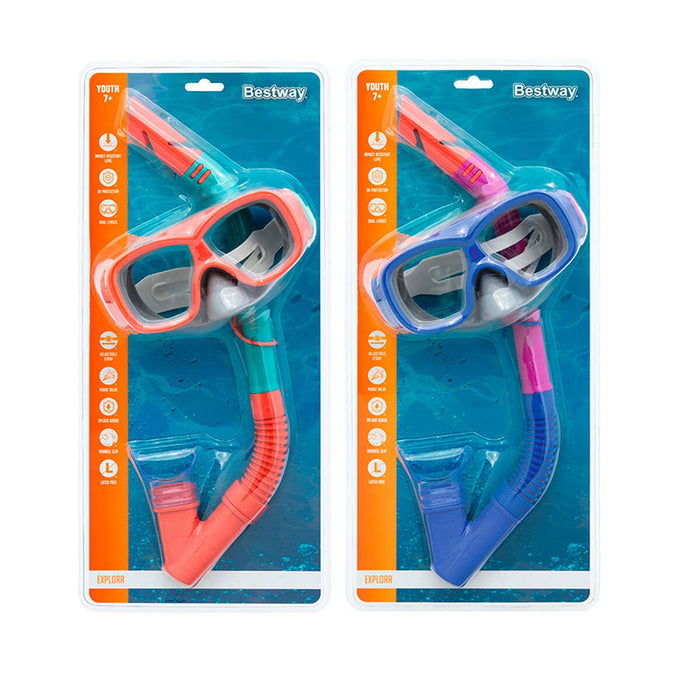 Ochelari de Scufundare cu Tub pentru Copii Bestway Albastru Portocaliu