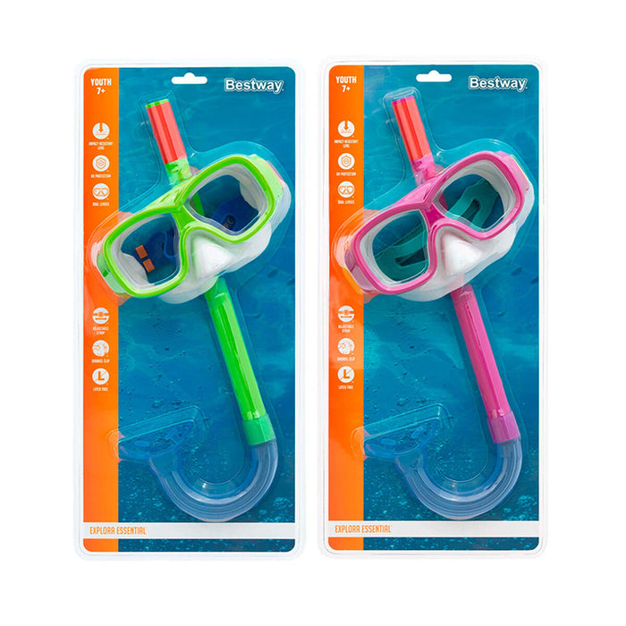 Ochelari de Scufundare cu Tub pentru Copii Bestway Verde Roz
