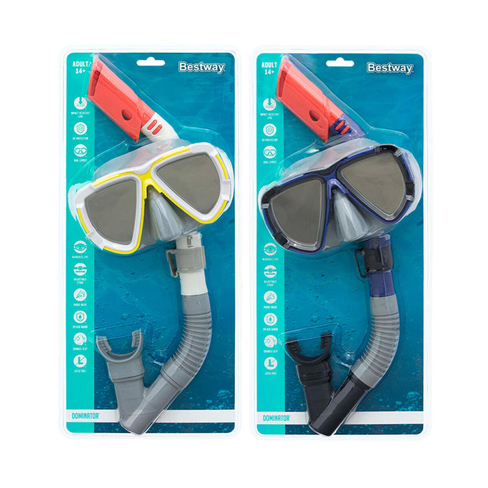Ochelari de Scufundare cu Tub pentru Copii Bestway Alb Albastru închis Adult
