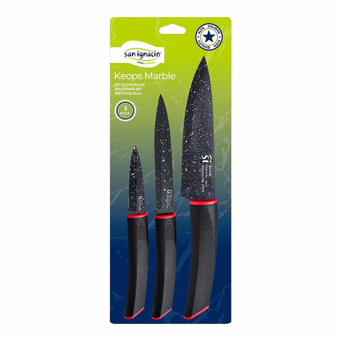 Set de Cuțite San Ignacio Keops Marble SG-4136 Negru Oțel inoxidabil 3 Piese