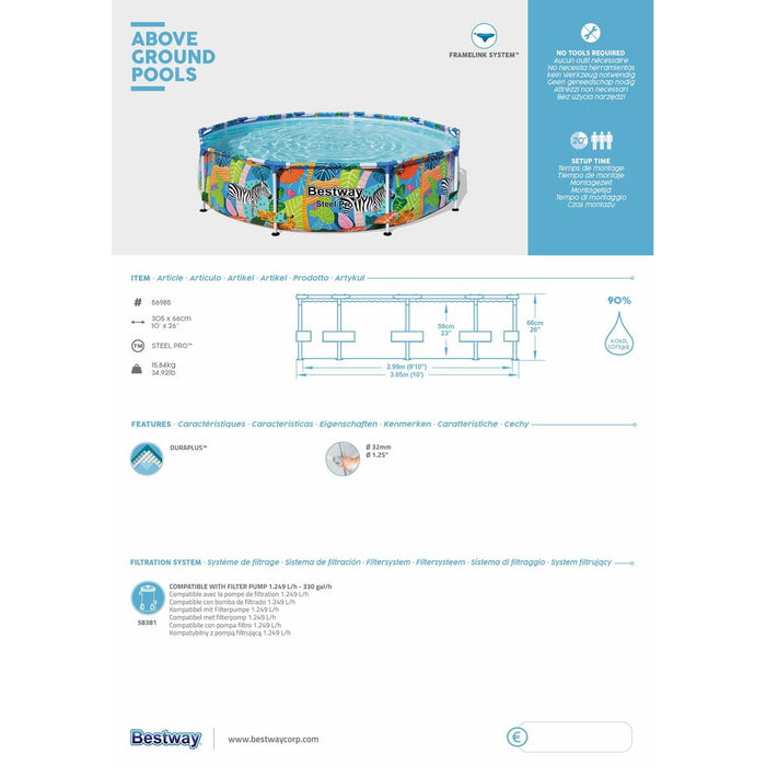 Piscină Detașabilă Bestway Steel Pro 305 x 66 cm