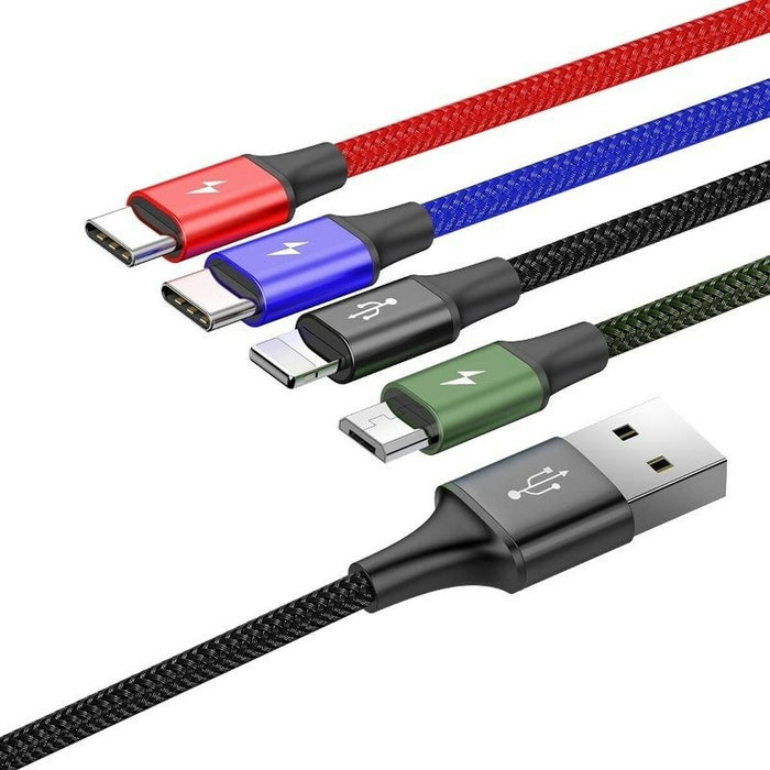 Cablu USB la Micro USB, USB-C și Lightning Baseus CA1T4-B01 Negru 1,2 m