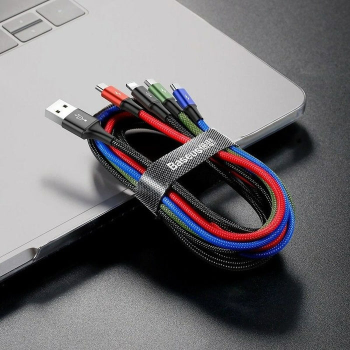 Cablu USB la Micro USB, USB-C și Lightning Baseus CA1T4-B01 Negru 1,2 m