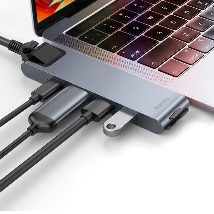 Hub USB Baseus CAHUB-L0G Gri Negru/Argintiu
