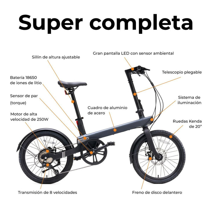 Bicicletă Electrică Xiaomi QiCycle C2 20" 250W Negru