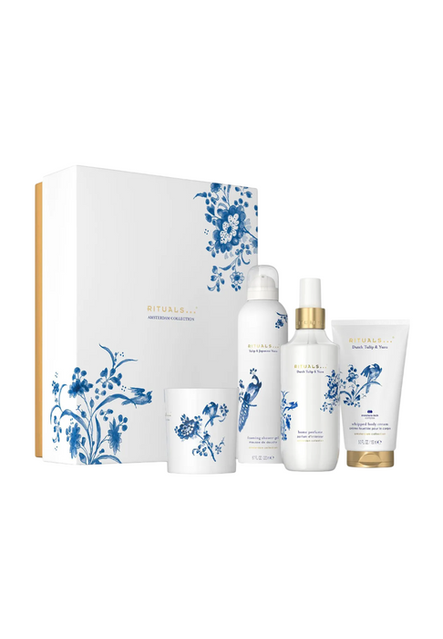 Set Rituals Amsterdam Collection: spumă de duș 200 ml + cremă de corp 150 ml + lumânare parfumată 140 g + spray de cameră 200 ml