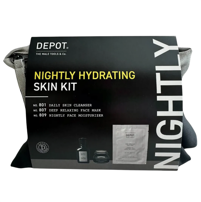 Set Depot Nightly Hydrating Skin Kit, cremă de față de noapte 65 ml + gel de curățare 50 ml + mască tip șervețel