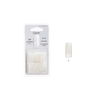 Tipi unghii Estrosa Natural Nail Tip + Step N°3, Alb, Quadra Refill