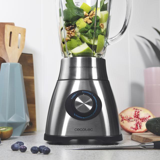 Blender cu cană Cecotec Power Black Titanium 2500MAX, 2500 W, 5 trepte, inox