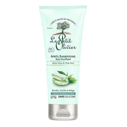 Condiționator pentru păr, Le Petit Olivier, Aloe Vera & Ceai Verde, fără siliconi, 200ml
