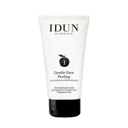 Mască Exfoliantă, Idun Minerals, Gentle Face Peeling Mask, textură cremoasă vegană, ambalaj alb cu capac negru