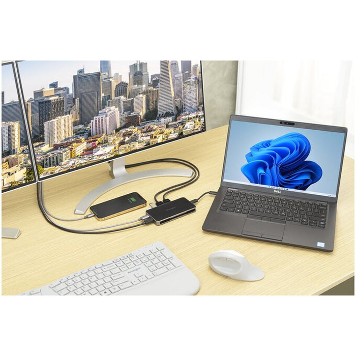 Hub USB Kensington Replicador móvil 4K dual USB-C sin controladores UH1460P con alimentación pass-through de 85 W Negru/Argintiu