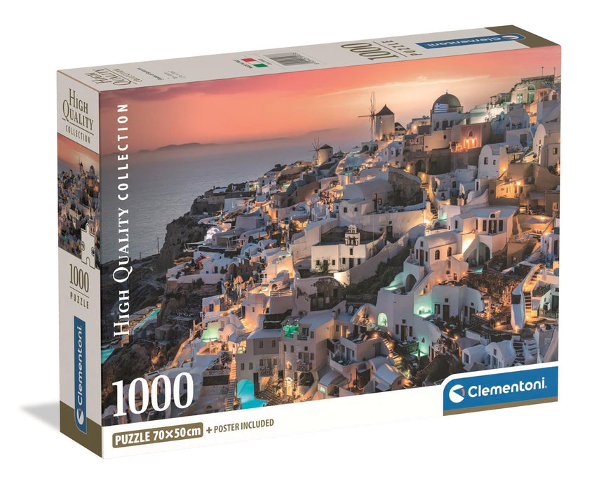 Puzzle Clementoni, colecția Compact, Shades of Santorini, 1000 piese, 70 × 50 cm