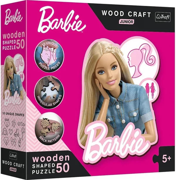 Puzzle din lemn Trefl Wood Craft Junior Barbie, 50 de piese, 5+ ani