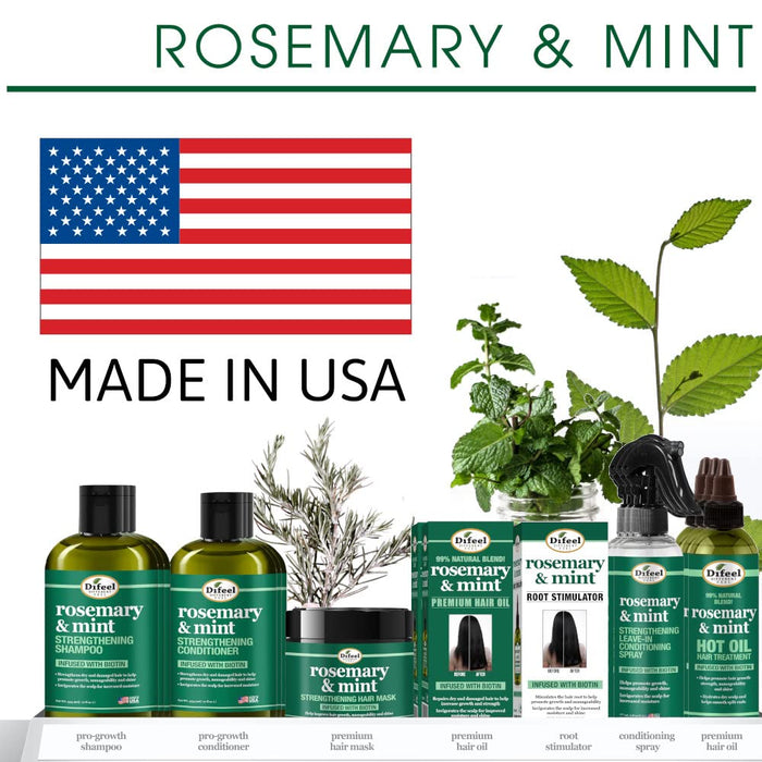 Balsam pentru păr, Difeel Rosemary & Mint Biotin, 12 oz, rozmarin și mentă