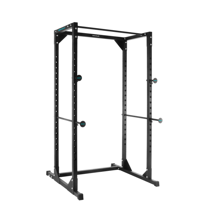 Rack de antrenament Cecotec Drumfit PowerRack 1000, 18 niveluri de reglare, 120 × 117 × 209 cm, negru