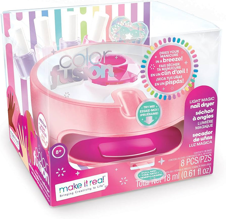 Set de manichiură Make it Real Color Fusion Nail Studio, uscător de unghii cu lumină, 8 piese, 8+ ani
