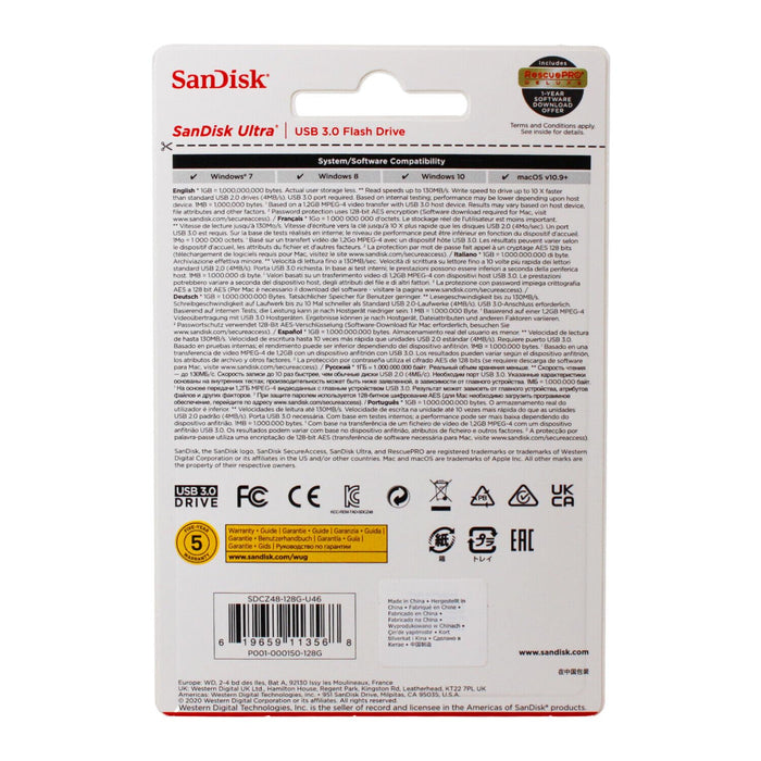 Memorie USB 128GB, Sandisk Ultra, Negru