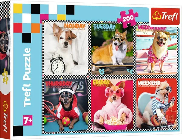 Puzzle Trefl, Câini veseli (colaj), 200 piese, 7+ ani