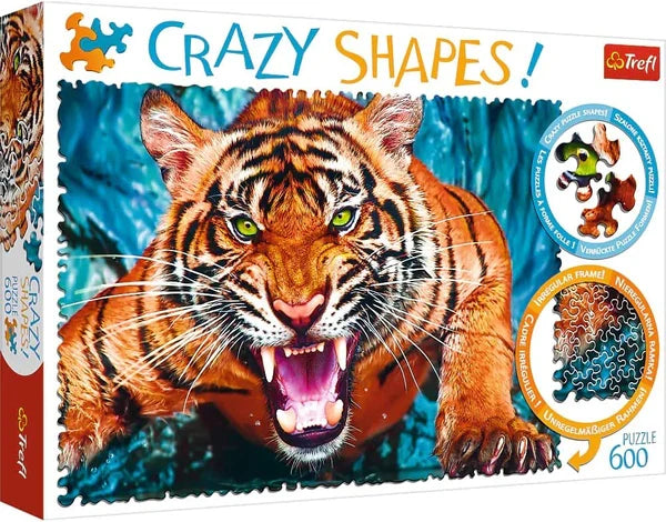 Puzzle Trefl Crazy Shapes!, Tigru fioros, 600 de piese