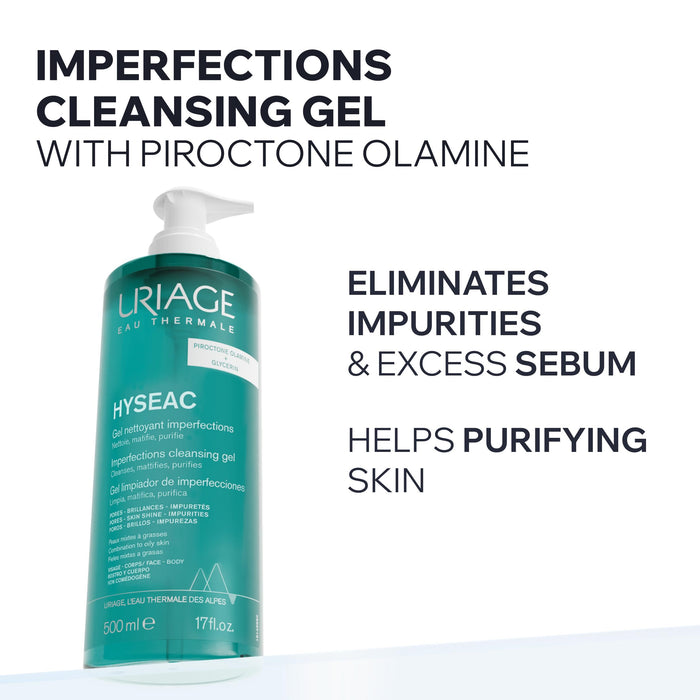 Gel de curățare față și corp Uriage Hyseac Imperfections, pentru ten mixt/gras, fără săpun