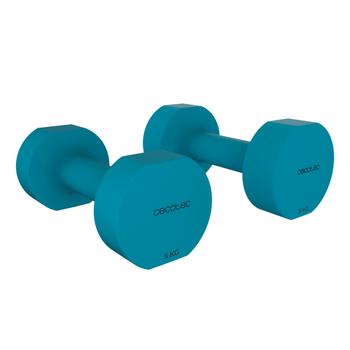 Set de gantere Cecotec Drumfit 500 DoubleNeo, 2 × 5 kg, înveliș din neopren, design anti-rulare