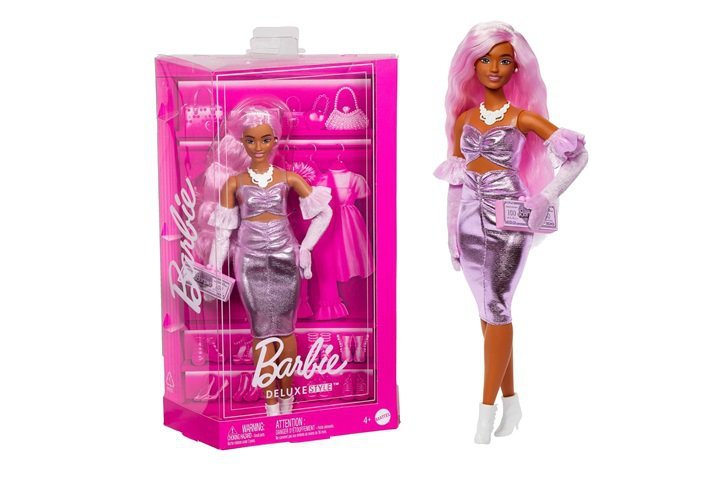 Păpușă Mattel Barbie Deluxe Style, Metallic Outfit, păr roz, 4+ ani