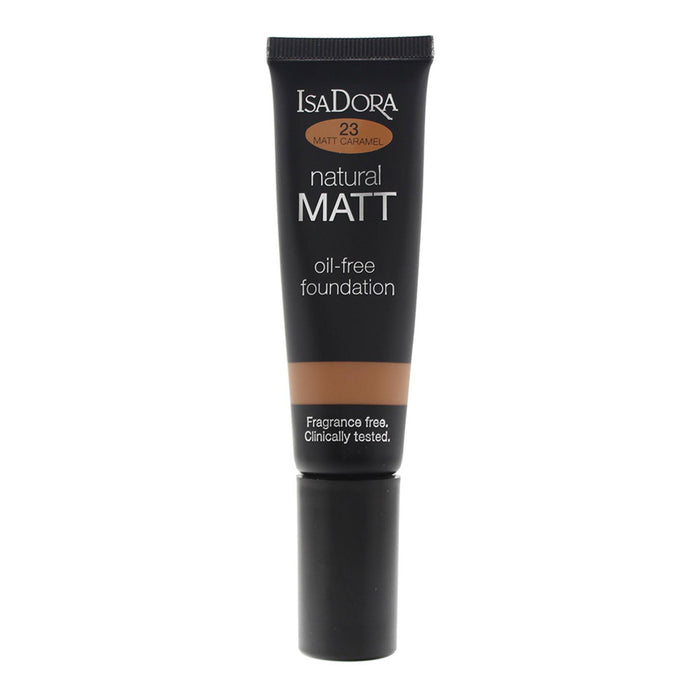 Fond de ten lichid IsaDora Natural Matt, fără ulei, mat, nuanța 23 Matt Caramel, 35 ml