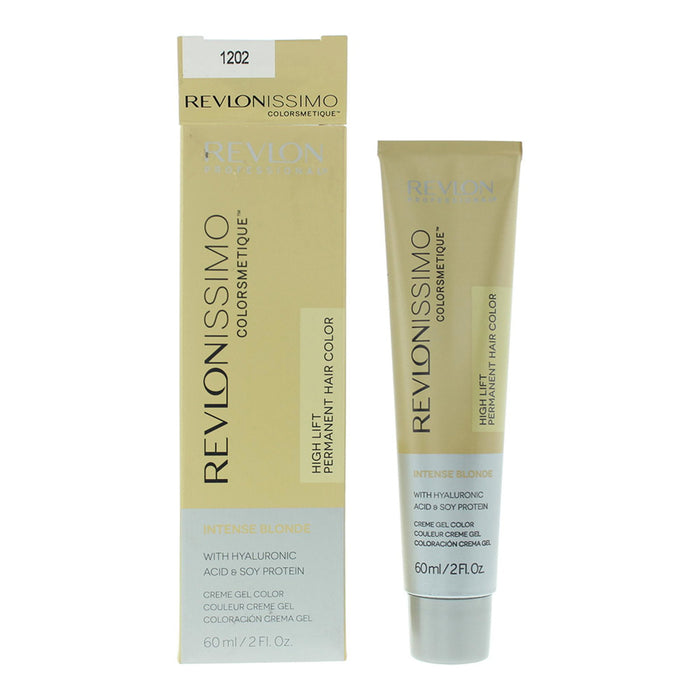 Vopsea permanentă de păr Revlon Revlonissimo Colorsmetique, nuanța 1202 Platinum, blond intens, 60 ml