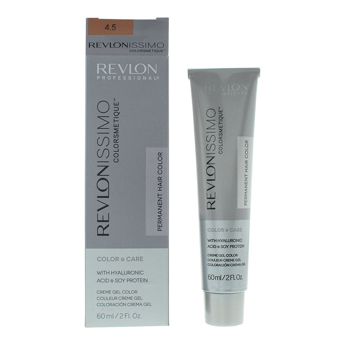 Vopsea permanentă de păr Revlon Colorsmetique, cu acid hialuronic, nuanța 4.5 Medium Mahogany Brown, 60 ml