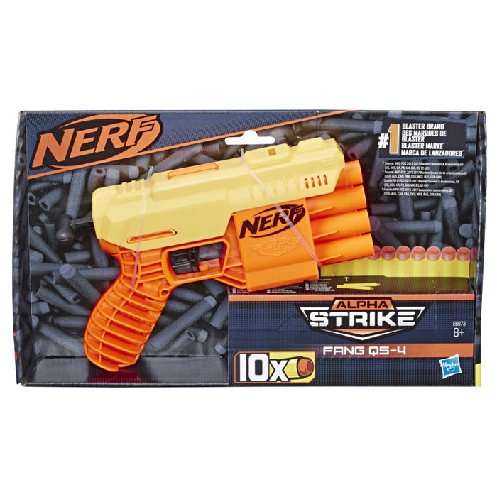 Pistol Nerf Hasbro Alpha Strike Fang QS-4, 10 proiectile, 8+ ani