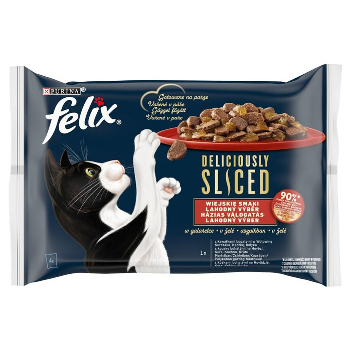 Mâncare pentru pisici Purina Deliciously Pui Curcan Vițel Rață 4 x 80 g