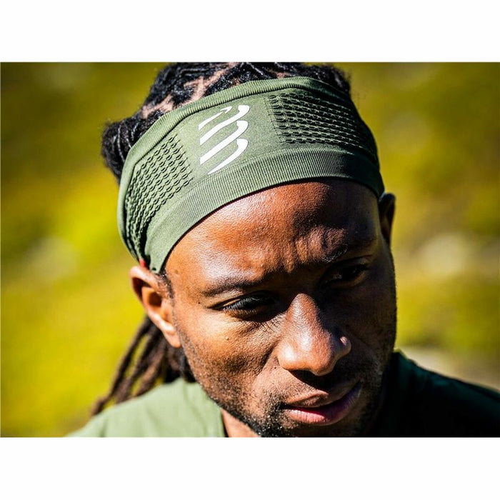 Bandă Sport pentru Cap Compressport On/Off Măslină Mărime unică
