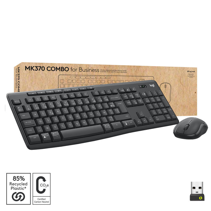 Tastatură și Mouse Fără Fir Logitech MK370 Azerty Franceză Gri Grafit