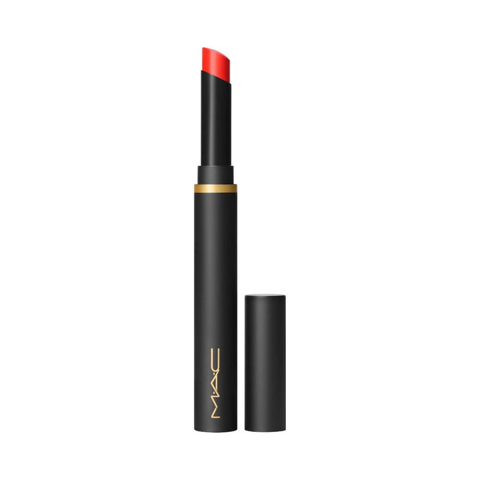 Ruj cremos MAC Powder Kiss Velvet Blur, nuanța 875 Devoted To Danger, 2 g