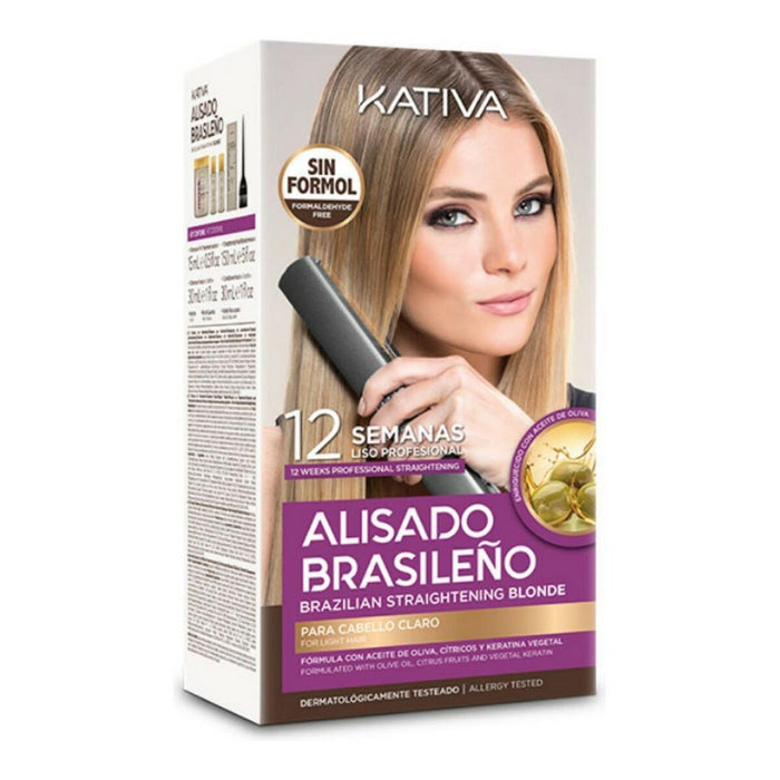 Set de coafor păr drept stil brazilian  Kativa Pro Blonde (6 pcs)