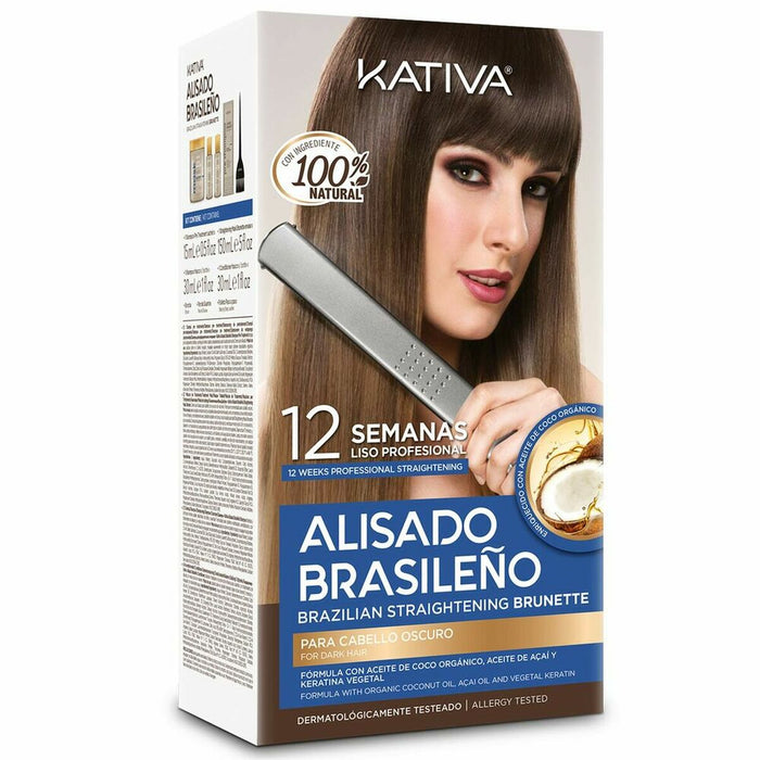 Set de coafor păr drept stil brazilian  Kativa Păr întuneric (4 pcs)