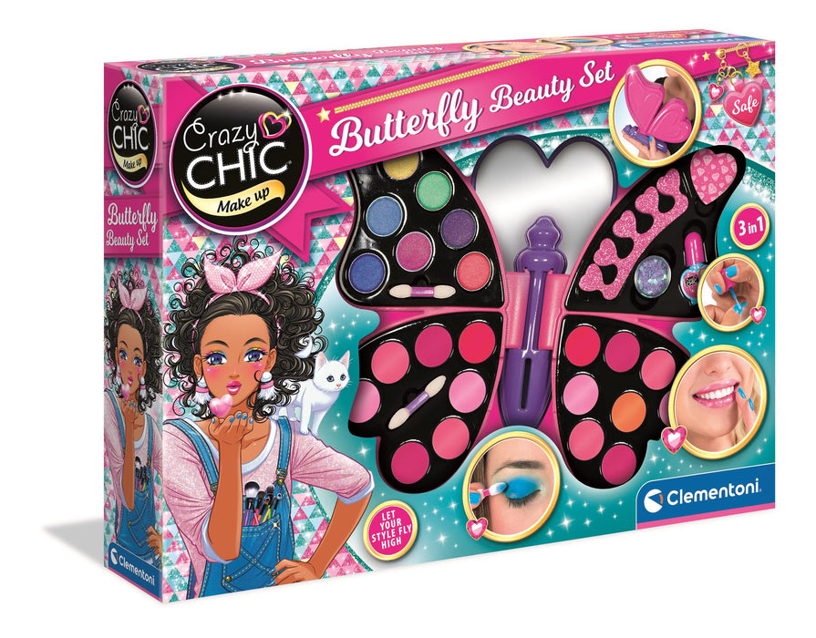 Set de machiaj Clementoni Crazy Chic, Butterfly Beauty Set, 3 în 1
