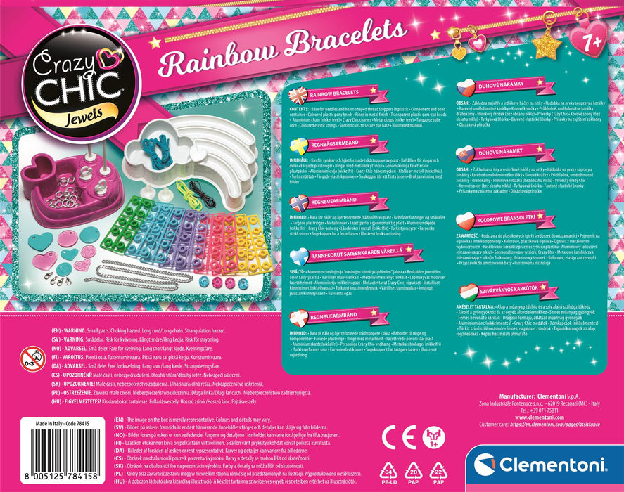 Set creativ Clementoni Crazy Chic, Brățări curcubeu, 7+ ani, peste 100 de mărgele