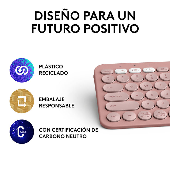 Tastatură Fără Fir Logitech K380s Roz Qwerty Spaniolă