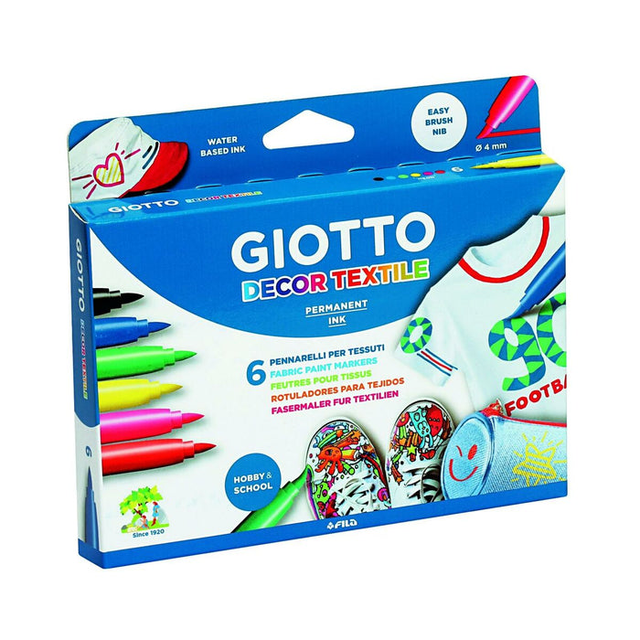 Set de Carioci Giotto Decor Textile Multicolor (6 Unități)
