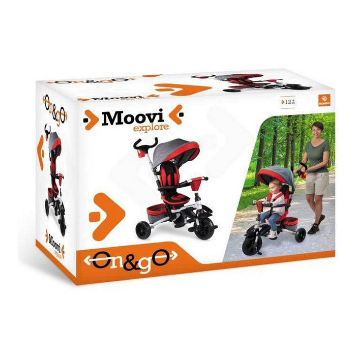 Triciclu Mondo On & Go Moovi Explore Roșu Convertible Pliabil Scaun rotativ