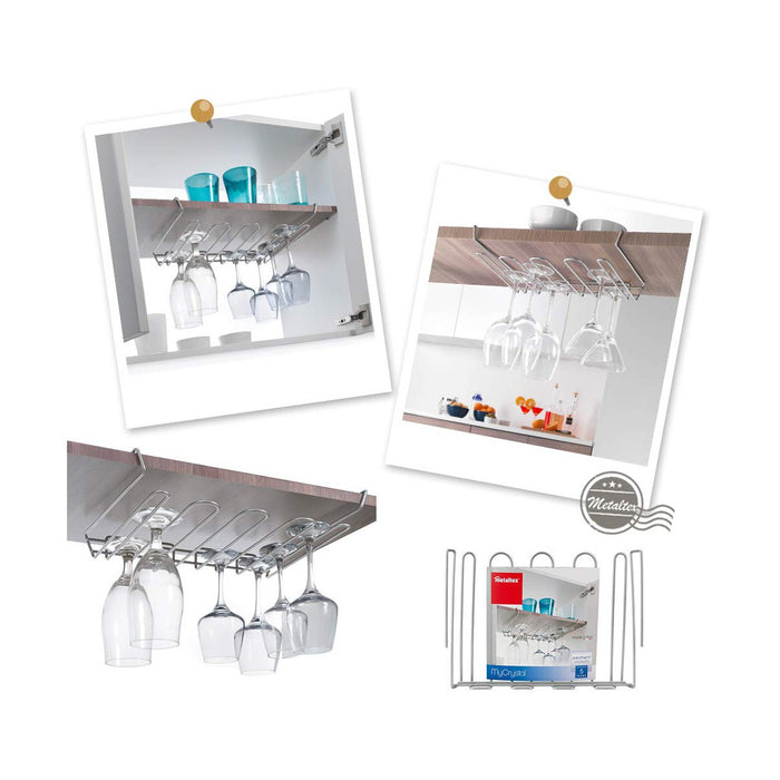 Suport pentru Cupe Metaltex My-crystal 38 x 26 x 7 cm Metal până la aprox. 12 cupe cu picior cu diametru max. de 7 cm