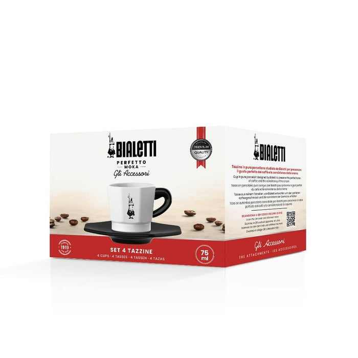 Set de Căni de Cafea Bialetti Alb Negru (4 Unități)