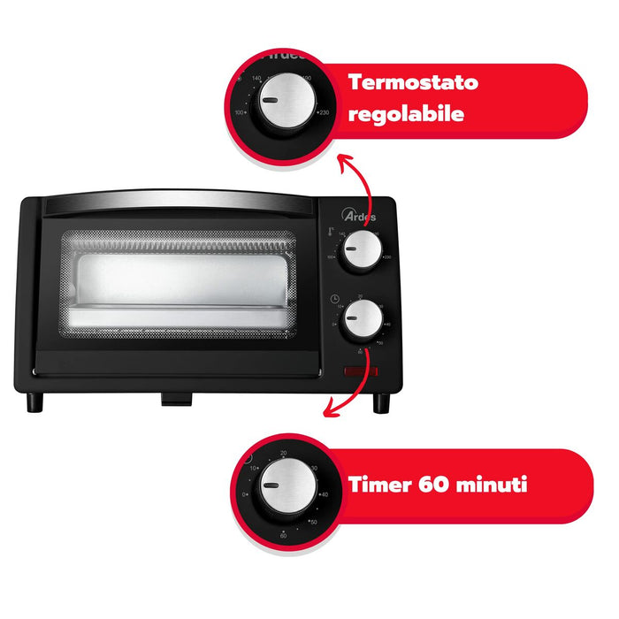 Cuptor cu Convecție Ardes AR6211B Negru 800 W 10 L