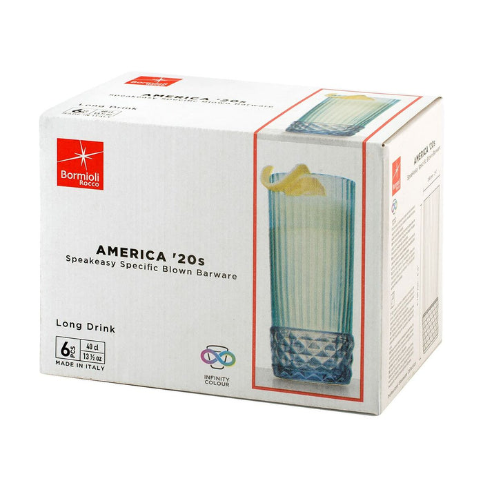 Set de pahare Bormioli Rocco America'20s Albastru 6 Unități Sticlă (400 ml)
