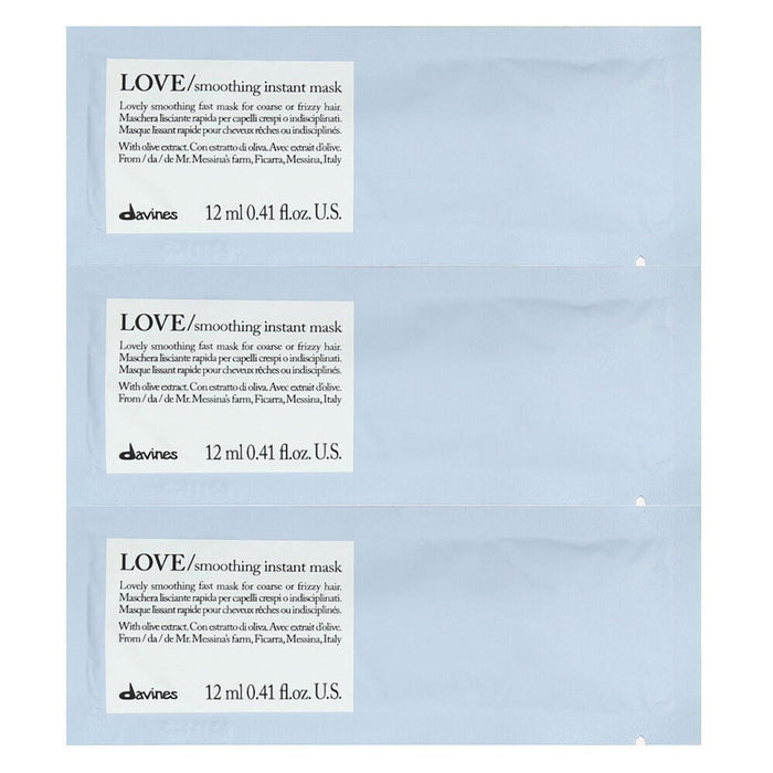 Mască de păr Davines Love Smoothing, pentru păr aspru sau cu tendință de încrețire, 12 buc. x 12 ml